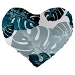 Monstera Leaves Background Large 19  Premium Flano Heart Shape Cushions Back