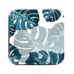 Monstera Leaves Background Square Metal Box (black)