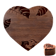 Monstera Leaves Background Heart Wood Jewelry Box by anzea