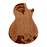 Monstera Leaves Background Guitar Shape Wood Guitar Pick Holder Case And Picks Set Front