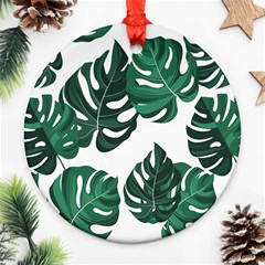 Illustrations Monstera Leafes Round Ornament (two Sides)