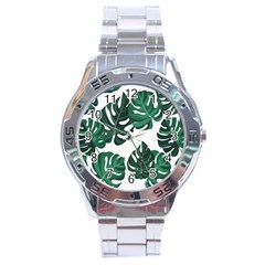 Illustrations Monstera Leafes Stainless Steel Analogue Watch