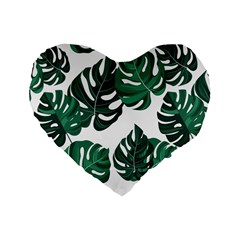 Illustrations Monstera Leafes Standard 16  Premium Flano Heart Shape Cushions