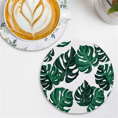 Illustrations Monstera Leafes Uv Print Round Tile Coaster