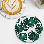 Illustrations Monstera Leafes UV Print Round Tile Coaster Front