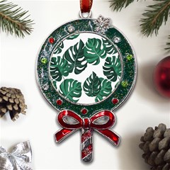 Illustrations Monstera Leafes Metal X mas Lollipop With Crystal Ornament by anzea