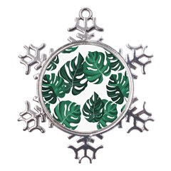 Illustrations Monstera Leafes Metal Large Snowflake Ornament by anzea