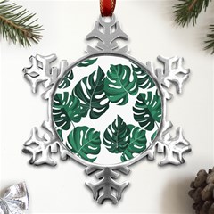 Illustrations Monstera Leafes Metal Small Snowflake Ornament by anzea