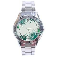 Illustrations Foliage Background Border Stainless Steel Analogue Watch by anzea