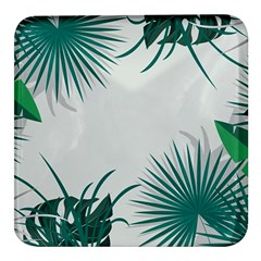 Illustrations Foliage Background Border Square Glass Fridge Magnet (4 Pack) by anzea