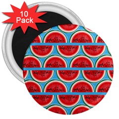 Illustrations Watermelon Texture Pattern 3  Magnets (10 Pack)  by anzea