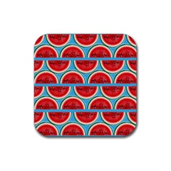 Illustrations Watermelon Texture Pattern Rubber Coaster (square) by anzea