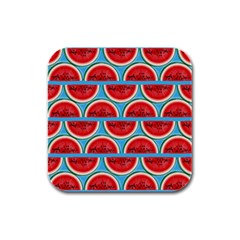 Illustrations Watermelon Texture Pattern Rubber Square Coaster (4 Pack) by anzea