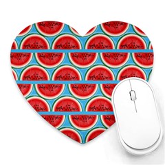 Illustrations Watermelon Texture Pattern Heart Mousepad by anzea