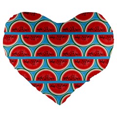 Illustrations Watermelon Texture Pattern Large 19  Premium Heart Shape Cushions by anzea