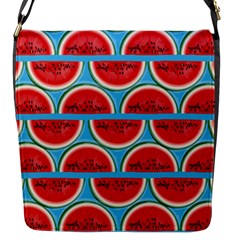 Illustrations Watermelon Texture Pattern Flap Closure Messenger Bag (s) by anzea