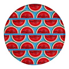 Illustrations Watermelon Texture Pattern Round Glass Fridge Magnet (4 Pack)