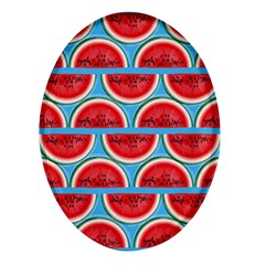 Illustrations Watermelon Texture Pattern Oval Glass Fridge Magnet (4 Pack) by anzea