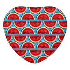 Illustrations Watermelon Texture Pattern Heart Glass Fridge Magnet (4 Pack) by anzea