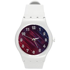 Illustrations Space Purple Round Plastic Sport Watch (m) by anzea