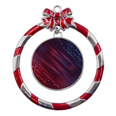 Illustrations Space Purple Metal Red Ribbon Round Ornament by anzea