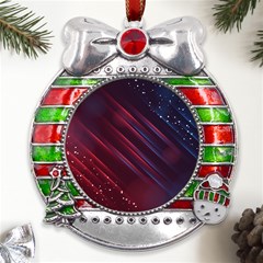 Illustrations Space Purple Metal X mas Ribbon With Red Crystal Round Ornament