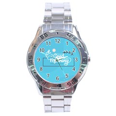 Background Good Morning Stainless Steel Analogue Watch