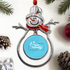 Background Good Morning Metal Snowman Ornament by anzea