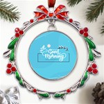 Background Good Morning Metal X mas Wreath Ribbon Ornament Front