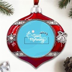 Background Good Morning Metal Snowflake And Bell Red Ornament by anzea