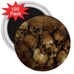 Skull Texture Vintage 3  Magnets (100 Pack)