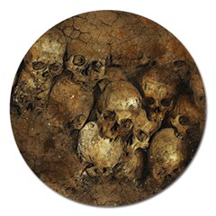 Skull Texture Vintage Magnet 5  (round)