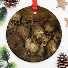 Skull Texture Vintage Round Ornament (two Sides)