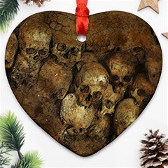 Skull Texture Vintage Heart Ornament (two Sides)