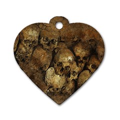 Skull Texture Vintage Dog Tag Heart (two Sides)