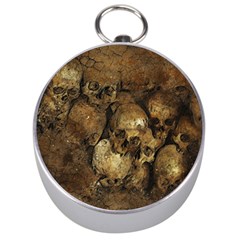 Skull Texture Vintage Silver Compasses