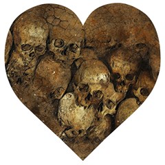 Skull Texture Vintage Wooden Puzzle Heart