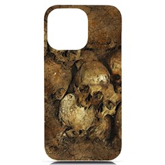 Skull Texture Vintage Iphone 14 Pro Max Black Uv Print Case by anzea