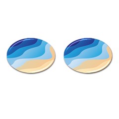 Illustrations Waves Line Rainbow Cufflinks (oval)