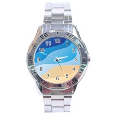 Illustrations Waves Line Rainbow Stainless Steel Analogue Watch