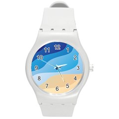 Illustrations Waves Line Rainbow Round Plastic Sport Watch (m) by anzea