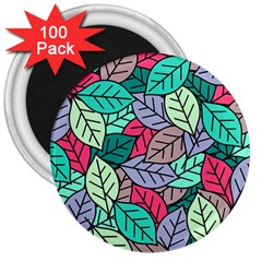 Pattern Leaves Background Nature 3  Magnets (100 Pack) by Proyonanggan