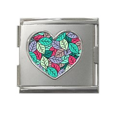 Pattern Leaves Background Nature Mega Link Heart Italian Charm (18mm) by Proyonanggan