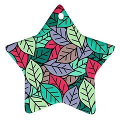 Pattern Leaves Background Nature Star Ornament (two Sides) by Proyonanggan