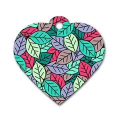 Pattern Leaves Background Nature Dog Tag Heart (two Sides) by Proyonanggan