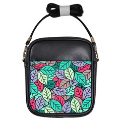 Pattern Leaves Background Nature Girls Sling Bag by Proyonanggan