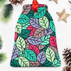 Pattern Leaves Background Nature Bell Ornament (two Sides)