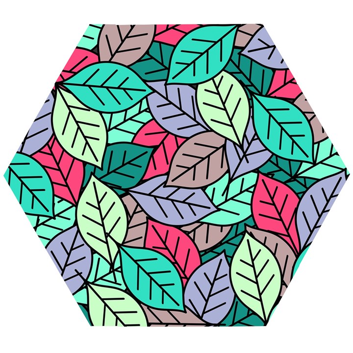 Pattern Leaves Background Nature Wooden Puzzle Hexagon