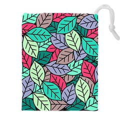 Pattern Leaves Background Nature Drawstring Pouch (4xl) by Proyonanggan