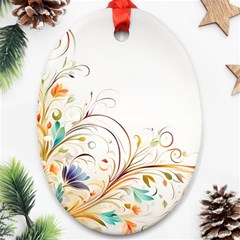 Flower Blau Oval Ornament (two Sides)